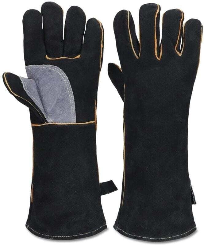 Extrem feuer- und hitzebeständige Handschuhe aus Leder mit Kevlar-Nähten, perfekt geeignet für Kamine, Öfen, Backöfen, G...