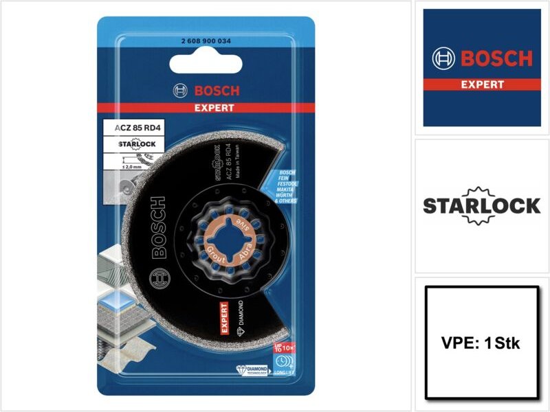 Expert acz 85 RD4 Diamant Segmentsägeblatt Starlock 85 mm 1 Stk. ( 2608900034 ) für Fliesen - Nachfolger von 2608661689 ...