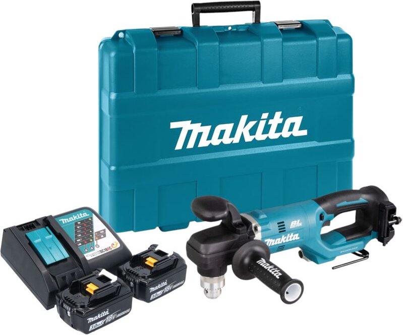 Makita DDA 450 RFK Akku Winkelbohrmaschine 18 V 70 Nm Brushless + 2x Akku 3,0 Ah + Ladegerät + Koffer