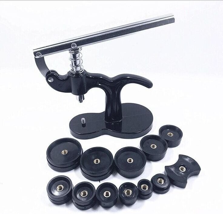 Mumu - Uhrengehäusepresse - Uhrenreparaturwerkzeug - Uhrenrückseitenschließer-Werkzeug - 12 Formgrößen enthalten