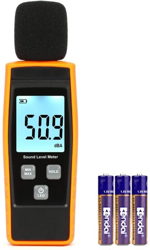 Ersandy - Decibelmeter – Tragbarer Schallpegelmesser, digitaler Schallpegelmesser – Bereich 30–130 dB(A), dB-Messgerät, ...