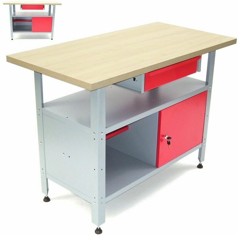 Werkbank Werkstatttisch Werktisch 06257 Schublade Holzarbeitsplatte 120x 60x85cm