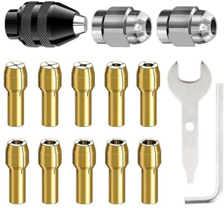 15-teiliges, Dremel-kompatibles Spannfutterset, Zubehör für Rotationswerkzeuge, 0,8 mm bis 3,2 mm, Ersatz für Schnellwec...