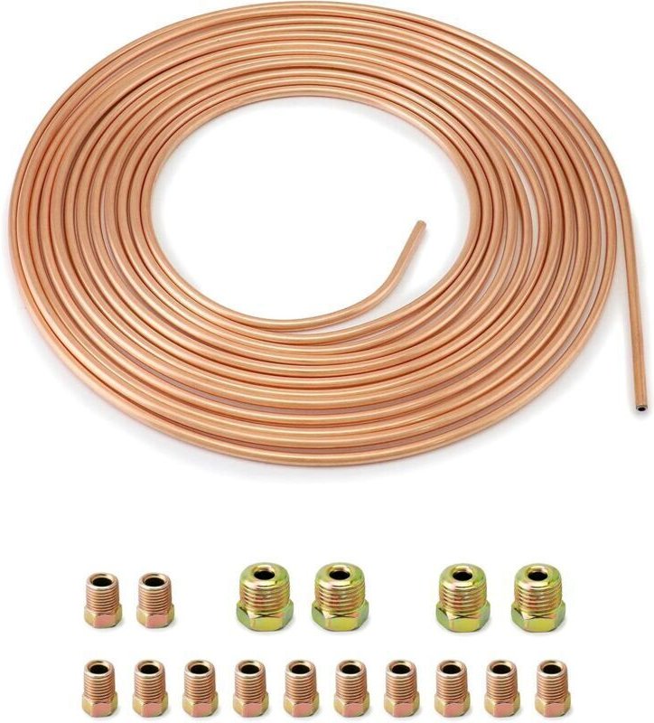 7,62 m Bremsschlauchaufroller – aus Kupfer und Nickel – mit einem Außendurchmesser von 3/16 Zoll, rostbeständiger Schlau...