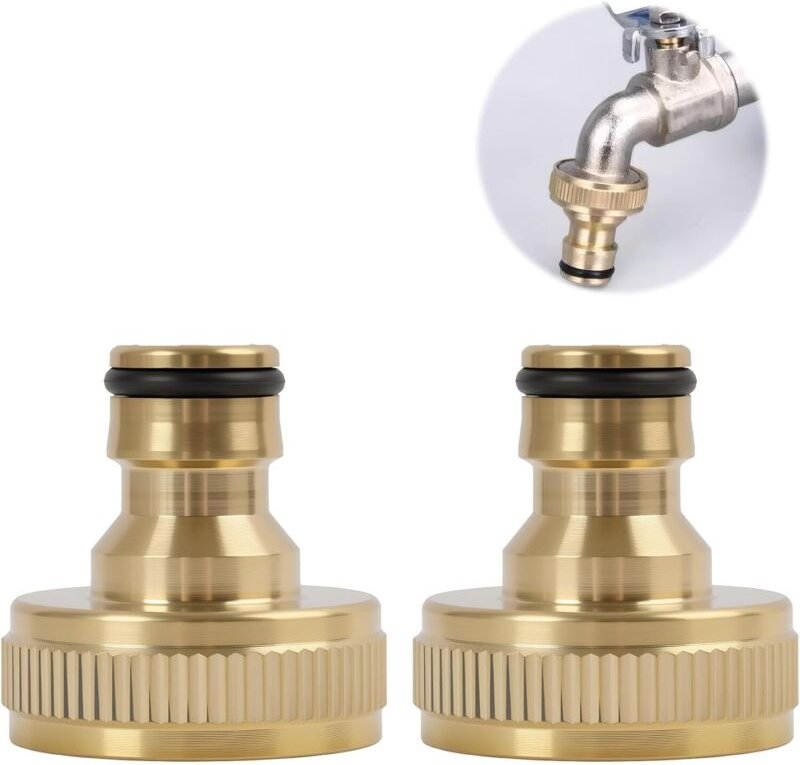 2 Stück 1 Zoll Außengewinde Messing-Schnellkupplung, Wasserhahn Schlauchanschluss Adapter, Gartenschlauch Adapter Wasser...