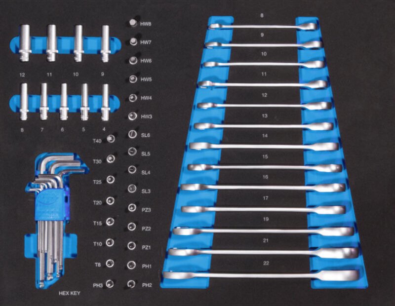 GI 3/3 Gabelringratschenschlüssel Set 55 teilig