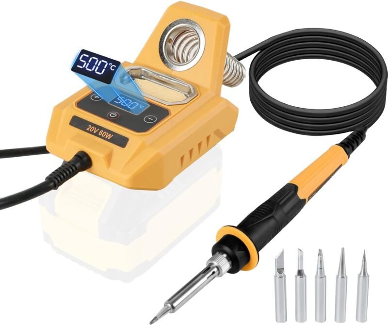 Dewalt 18-20V Akku-Lötkolben, elektrische digitale LCD-Lötstation mit USB Typ-C, verstellbares tragbares Lötkolben-Set (...