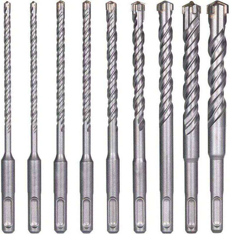 MINKUROW Betonbohrer, XU, 9 Stück (5 mm x 16 x 160 mm), SDS-Plus-Schlagbohrer für Bohrhämmer, Kreuzbohrer für Ziegel, St...
