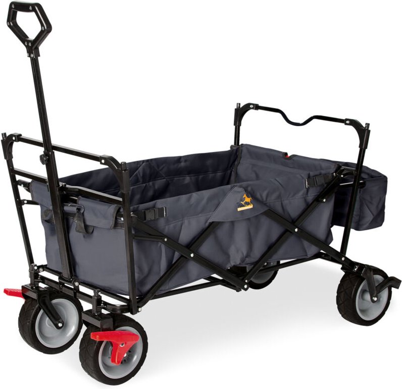 Paxi dlx Klappbollerwagen aus pu in anthrazit, 124x59x67 cm, max. belastbar bis 70 kg, Bereifung: PU-Reifen