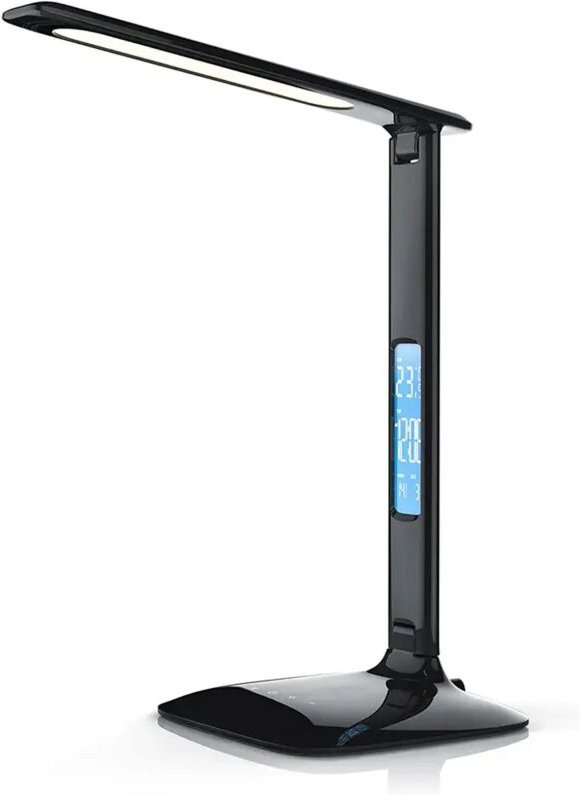 LED-Schreibtischlampe, dimmbar, 3 Lichtfarben, 5 Helligkeitsstufen, USB-Anschluss zum Laden des Smartphones, augenschone...