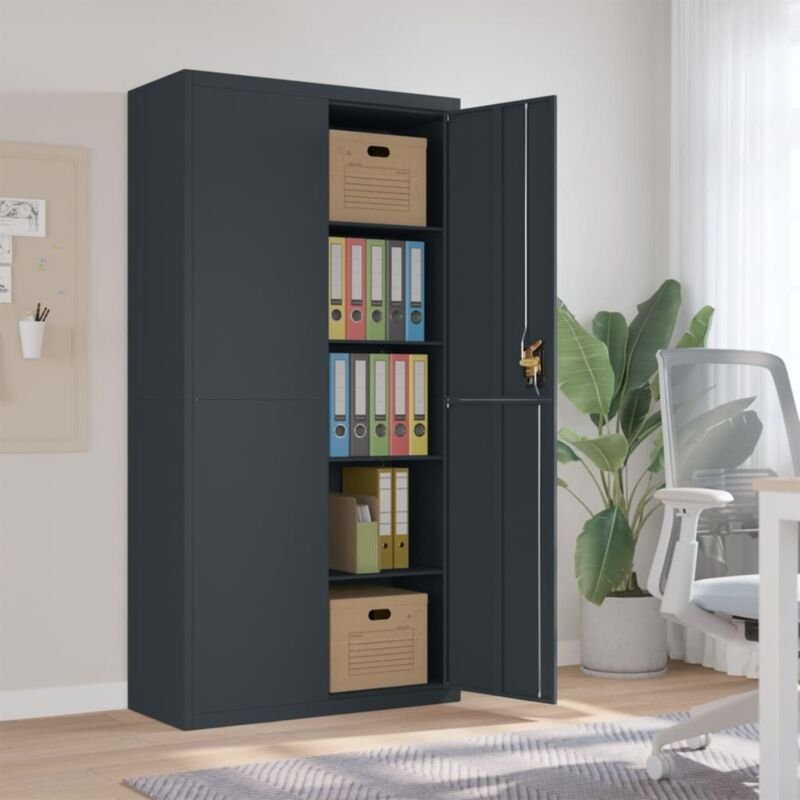 Aktenschrank Anthrazit 90x40x180 cm Stahl - Vidaxl