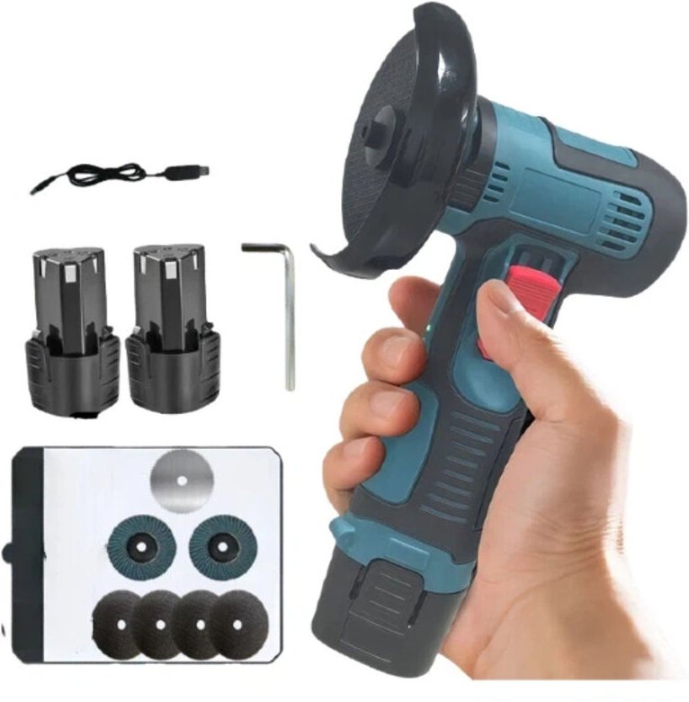 Akku-Winkelschleifer – 4000mAh Mini-Winkelschleifer – 10mm. Geeignet für Makita Akku-Winkelschleifer (2 Akkus, 1 Ladeger...