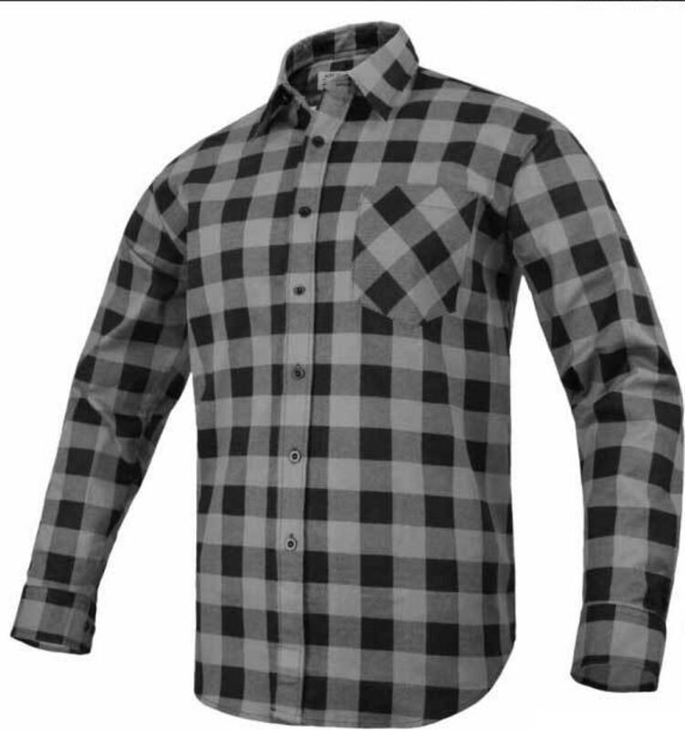 LEON Flanell-Arbeitshemd grau/blau 182/42