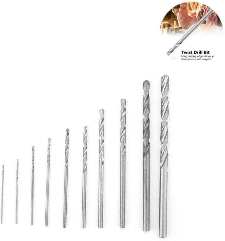 KZQ - Spiralbohrer, 10-teiliger Spiralbohrer aus Stahl mit geradem Schaft, 0,5–3 mm, Hochgeschwindigkeits-Bohrwerkzeuge,...