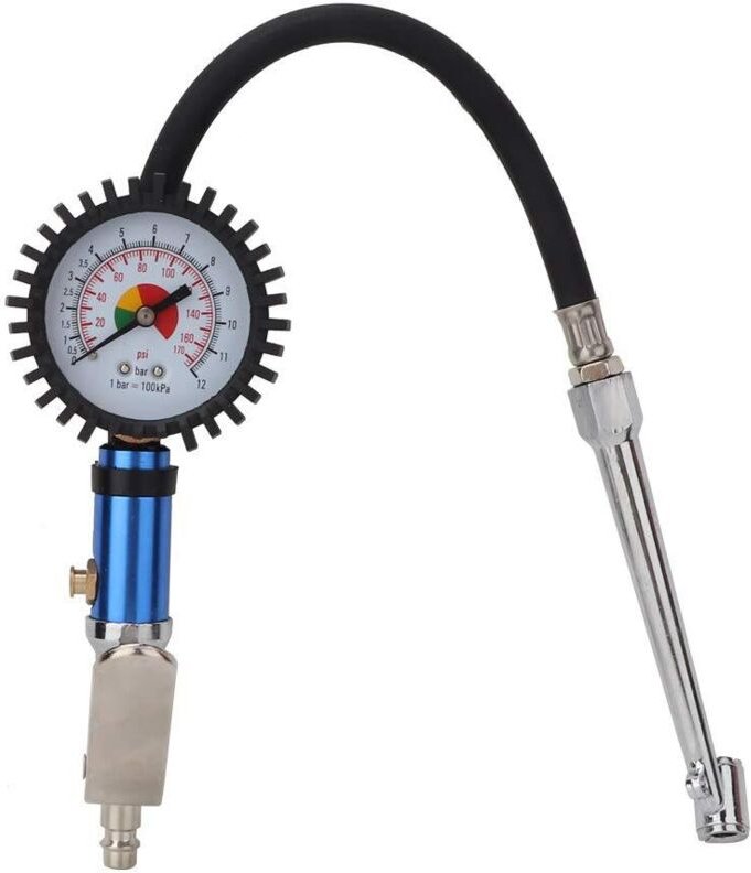 Reifenfüller mit Manometer, 12-Bar-Reifendruckpistole mit Schnellanschluss, Reifendruckmesser und Füller