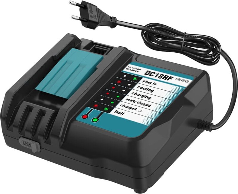 DC18RF Ladegerät-Set mit 18V 5.0Ah Akku für Makita BL1860B BL1860 BL1850 BL1840 mit LED-Ladeanzeige