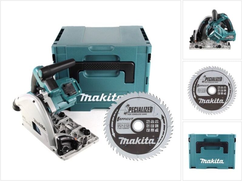 Makita DSP 600 ZJ Akku Tauchsäge 36 V (2x 18 V) Brushless + EFFICUT Kreissägeblatt + Makpac - ohne Akku, ohne Ladegerät