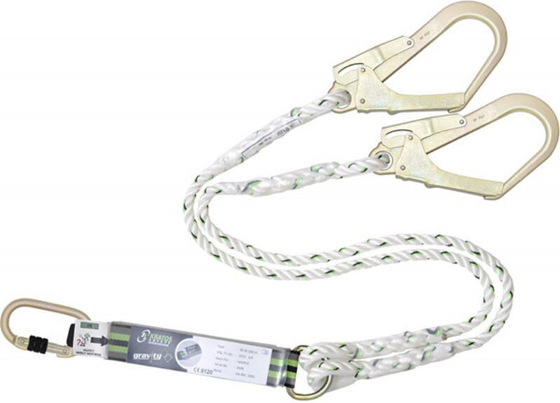 Bandfalldämpfer aus gedrehtem Seil mit Karabiner und 2 Haken – 1,50 m - FA3020015