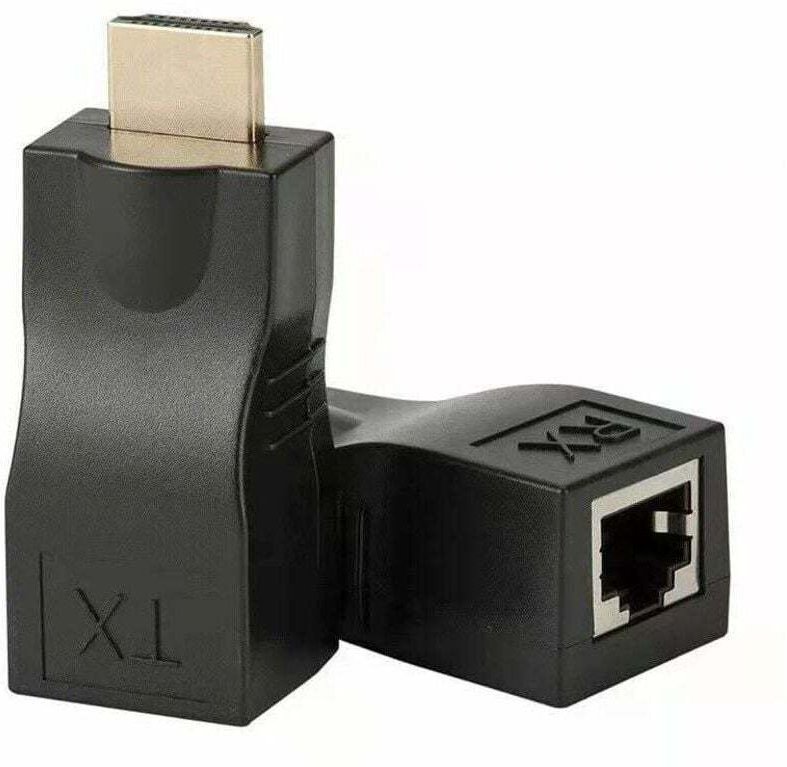 HDMI-Extender, XU, HDMI RJ45 Netzwerkkabel-Verlängerungskonverter-Repeater, 30 m RJ45-Adapter 5e/6 1080p bis zu 3 KZQ - ...