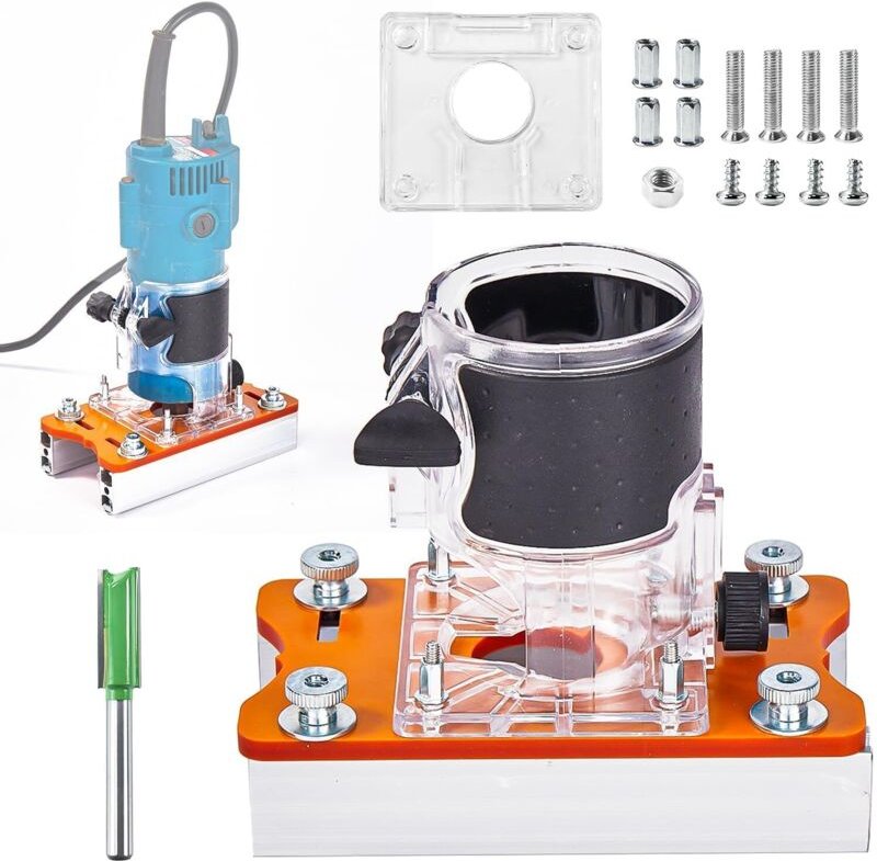 Präzisions-Holzfräser-Basis Set, 2-in-1 Kompakt und Tragbar, Oberfräse Zubehör, Kantenfräse, Dominofräse, Aluminiumlegie...