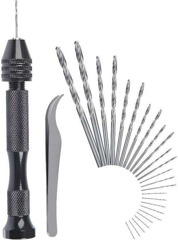 Verstellbare Handbohrmaschine mit Spiralbohrern, 25-teiliges Mini-Spiralbohrer-Set für Walnuss-, Bernstein-, Oliven- und...