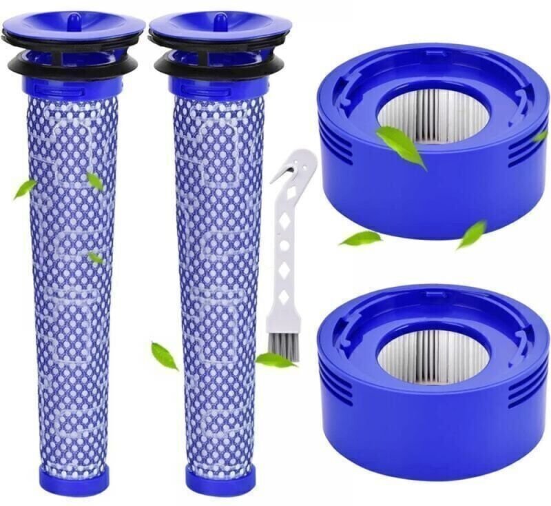 2 Stück Filter für Dyson V7 V8, Filter für Dyson V8 V7 Akku-Staubsauger, Motorkopf-Filterset mit Reinigungsbürste Ymyny