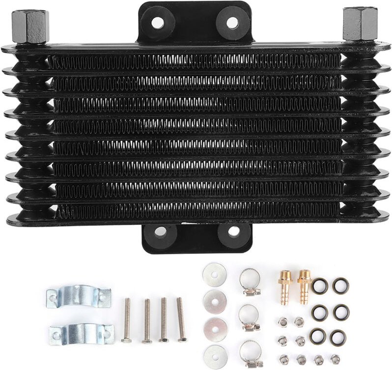 Qiilu Motorölkühler, 8-reihiger schwarzer Universal-Motorölkühler für Motorrad, Dirtbike und ATV.