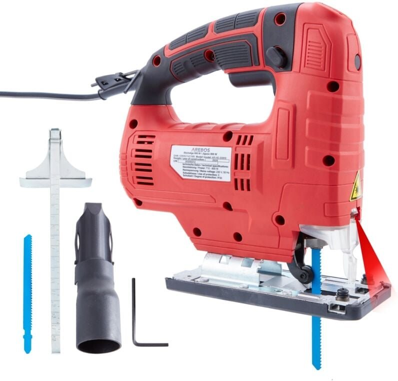 Arebos - Professionelle Stichsäge Elektro Stichsäge 710W Ergonomischer Griff 45° Links-Rechts neigbar Schneller Sägeblat...