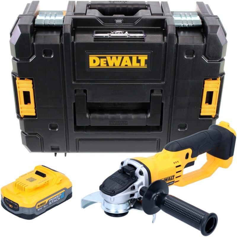 DeWalt DCG 412 NT Akku Winkelschleifer 18 V 125 mm + 1x Powerstack Akku 5,0 Ah + TSTAK - ohne Ladegerät
