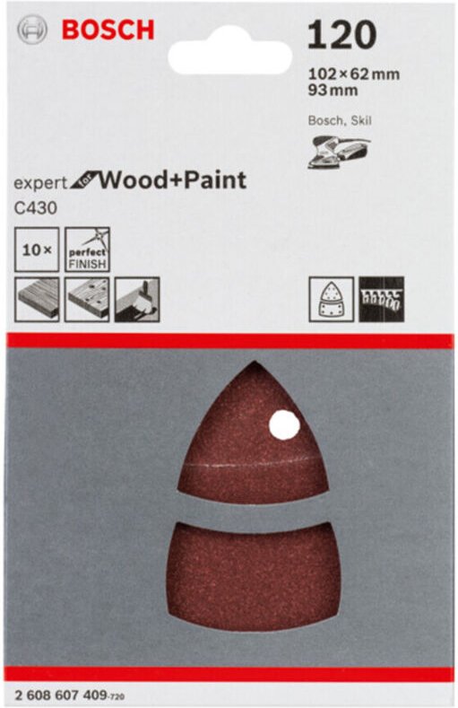 Bosch Schleifblatt C430 10-teilig 102 x 62 93 mm 120 11 Löcher 10 Stk