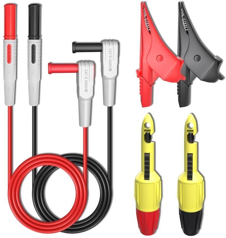 6-adriges Multimeter-Testset mit Krokodilklemmen, Drahtbohrerspitzen, 4-mm-Bohrerklemme für Thermometerprüfung, Multimet...