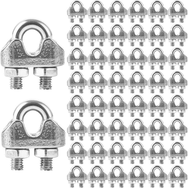 Edelstahl-Kabelklemme, Stahlkabelklemme, U-förmige Kabelklemme für Drahtseile, Drähte und Schnüre, 40 Stück – M3 – 3 mm