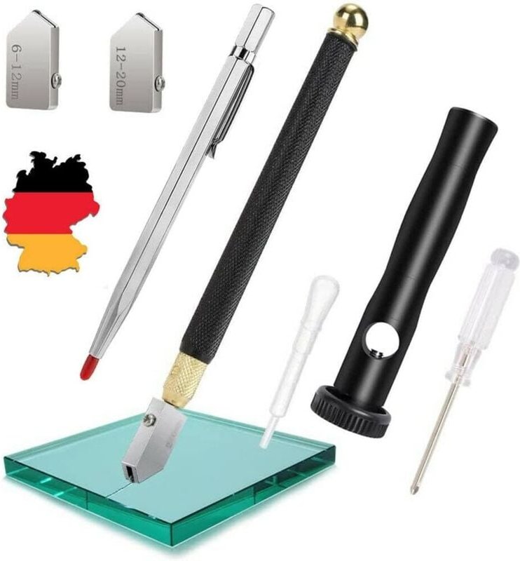 7 x Glasschneider und Fliesenschneider-Set, professioneller Glasschneider, Diamantspitze, Metallschneidewerkzeug, Hartme...