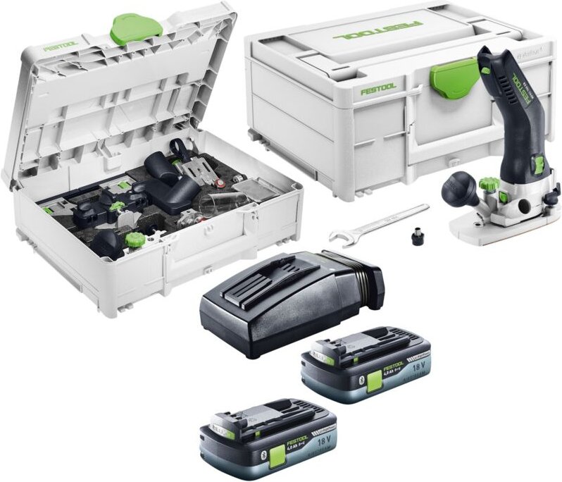 Festool MFKC 700 EB-Basic Akku Modul Kantenfräse 18 V 8 mm Brushless + 2x Akku 4,0 Ah + Ladegerät + Zubehör Set + Systai...