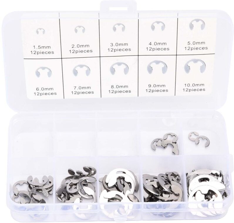 Innere Sicherungsringe, Innere Sicherungsringringe, E-Clips-Ring, Edelstahl-E-Clip-Sicherungsring-Set, Packung mit 120 E...