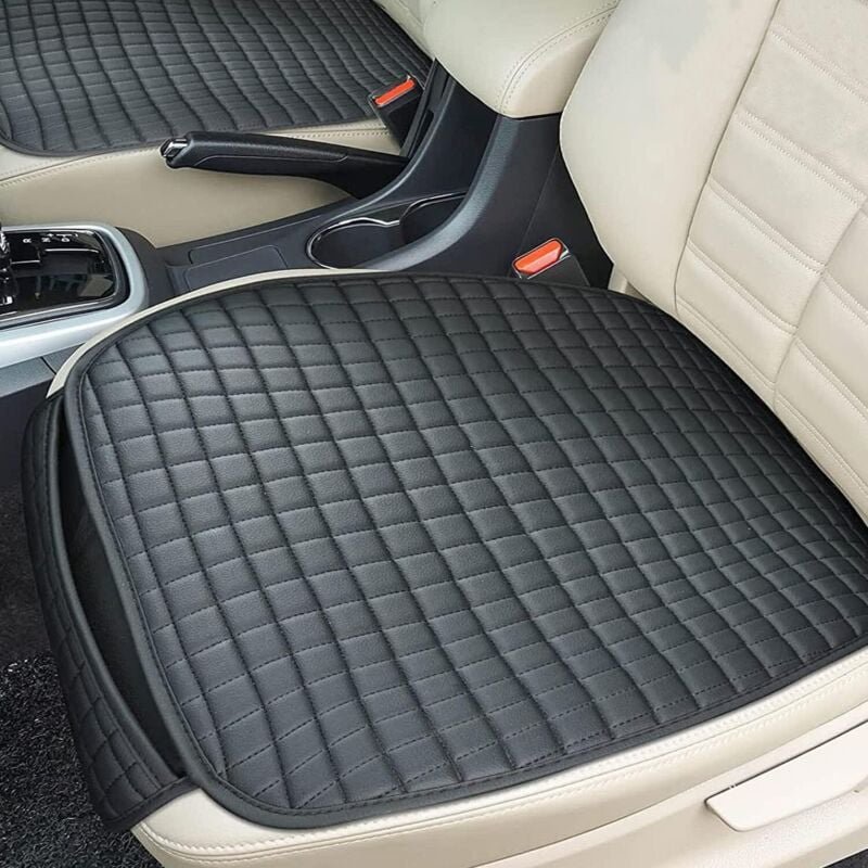 Universeller schwarzer Autositzbezug (2-teilig) – Wasserdichter, kratzfester Autositzbezug aus Leder, Autositzschutz