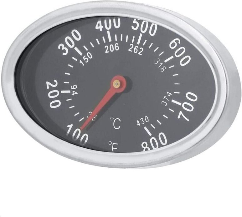 Grillthermometer mit Drehknopf, Temperaturanzeige für Holzkohle- und Gasgrills aus Edelstahl, Anzeige in Celsius und Fah...