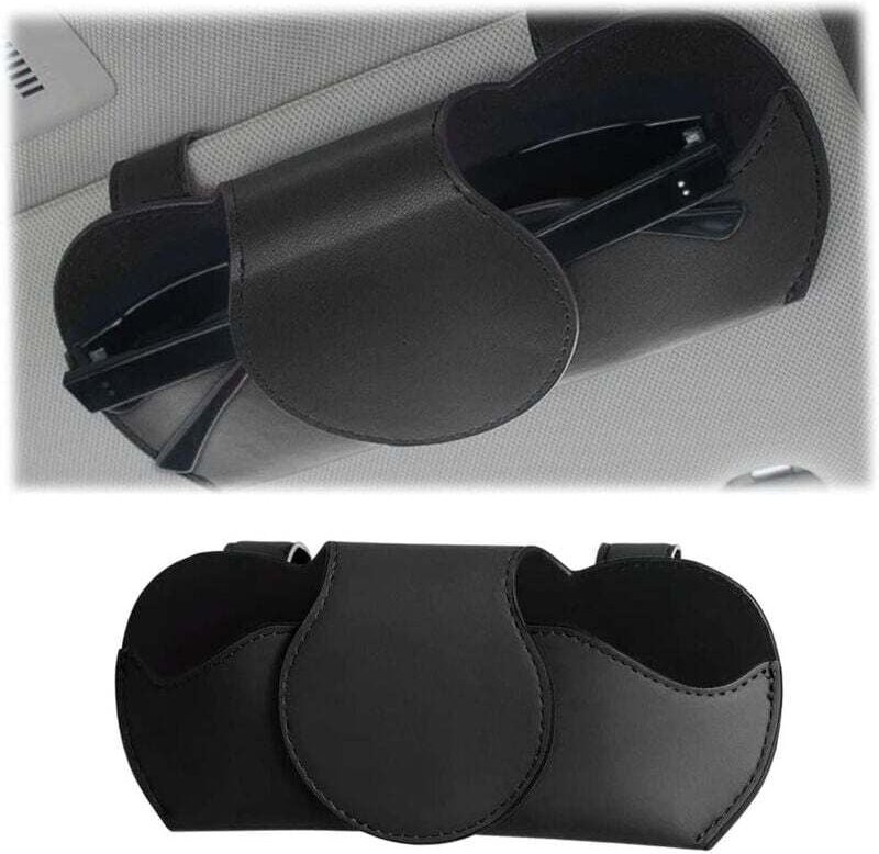 Brillenhalter für Auto-Sonnenblende, PU-Leder-Auto-Brillenetui, magnetischer Brillenhalter für Auto, universelles Auto-I...