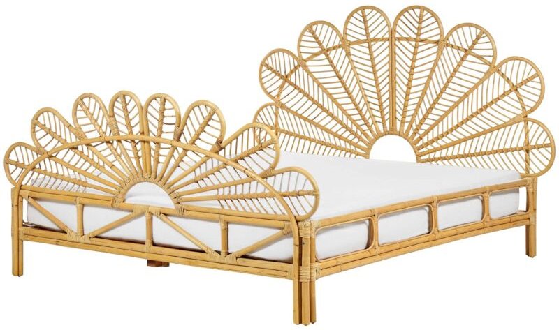Bett mit Lattenrost Rattan FLORENTINE 160 x 200 cm Hellbraun