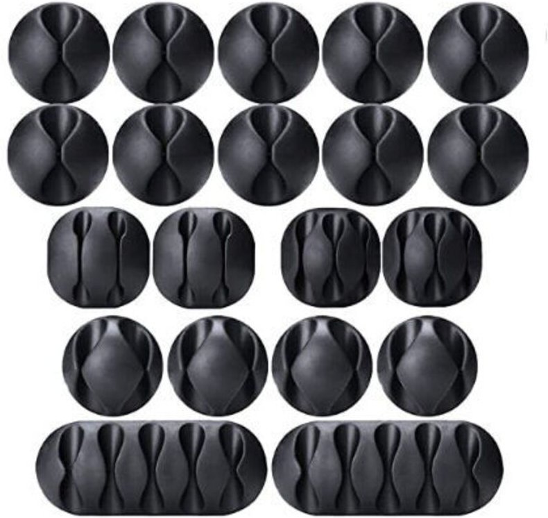 20 Stück Kabelclips Kabelhalter, Vielseitiges Kabelmanagement-Kabel-Organizer-Set für Büro, Stromkabel, USB-Ladekabel, L...