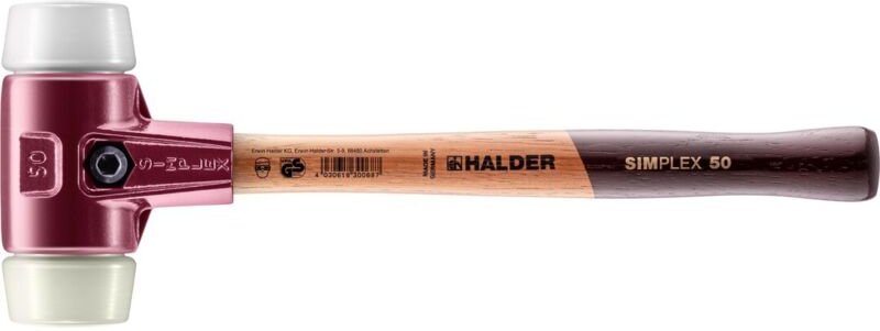 HALDER SIMPLEX Superplastik- / Nylonhammer mit Tempergussgehäuse und Holzstiel - D=50 mm - 3078.050
