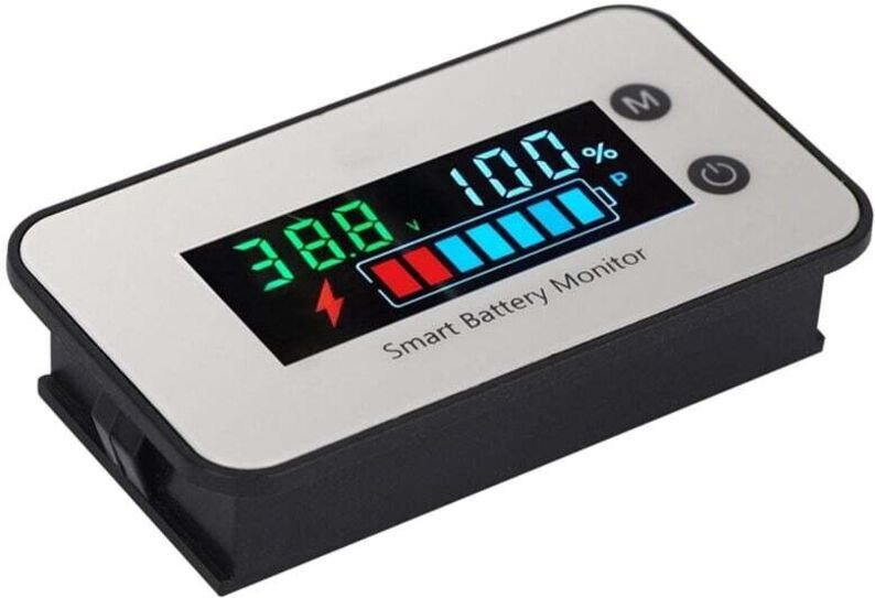 IPX7 wasserdichter Batteriemonitor 7-100V Kapazitätstester mit Temperaturalarm und mehrfarbigem Display