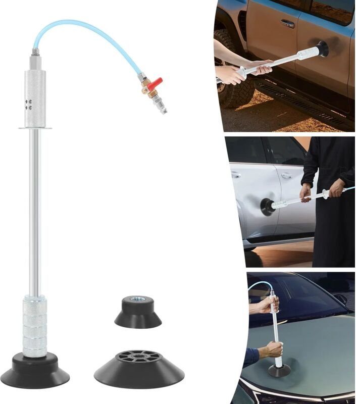 Pneumatisches Ausbeulwerkzeug, Ausbeulset mit 3 Saugnäpfen und Gleithammer für die Karosseriereparatur