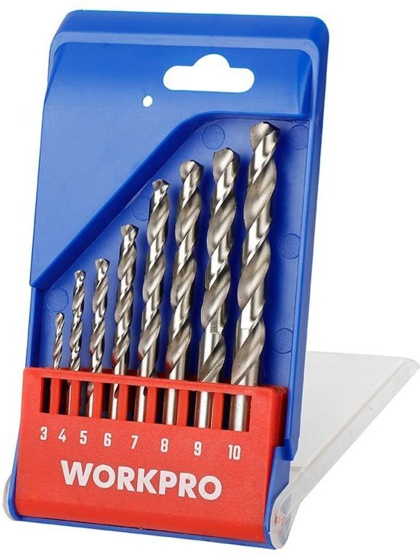 Geschliffener Bohrer für Metall, Satz mit 8 Stück. workpro