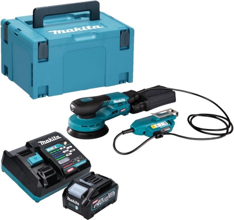 Makita BO 001 CGM101 Akku Exzenterschleifer 40 V max. 125 mm 5,0 mm Hub Brushless + 1x Akku 4,0 Ah + Ladegerät + Makpac