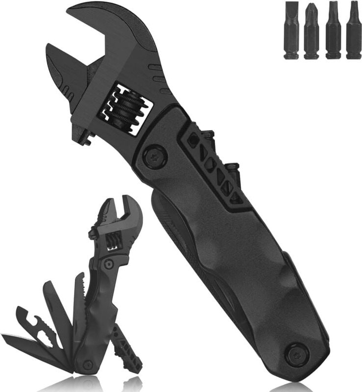 Multifunktionswerkzeug, verstellbarer Schraubenschlüssel mit Schlitz- und Kreuzschlitzschraubendreher, Nagelfeile, Dosen...