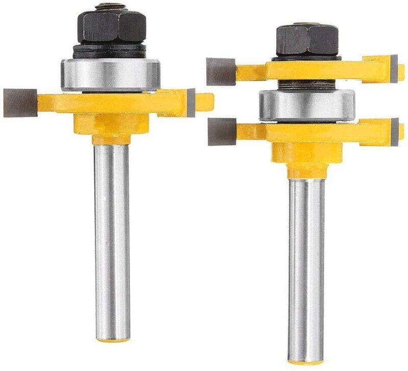 Nut- und Federfräser-Set mit 6,35-mm-Schaft, 3 Zähne, T-förmiges Holzschneidwerkzeug