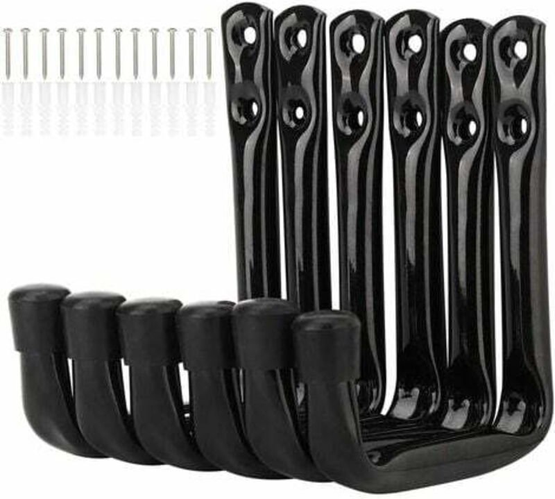 Set mit 6 robusten J-förmigen Wandhaken zur Aufbewahrung in der Garage (11,5 cm x 10 cm)