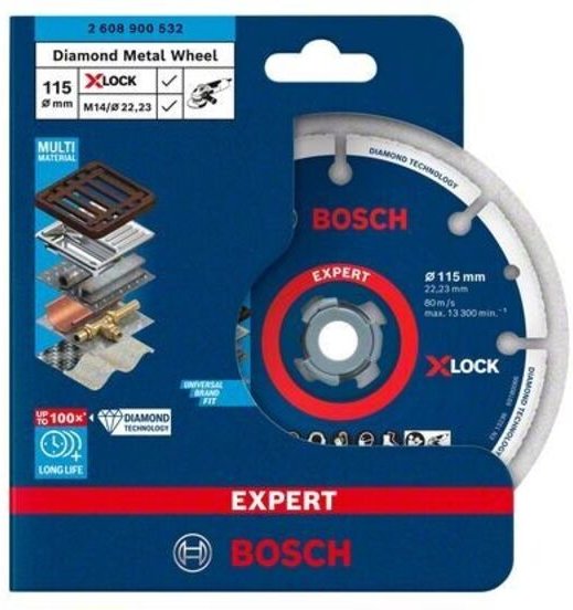 Bosch - Accessories 2608900532 x-lock Diamanttrennscheibe Durchmesser 115 mm Bohrungs-Ø 22.23 mm Metal