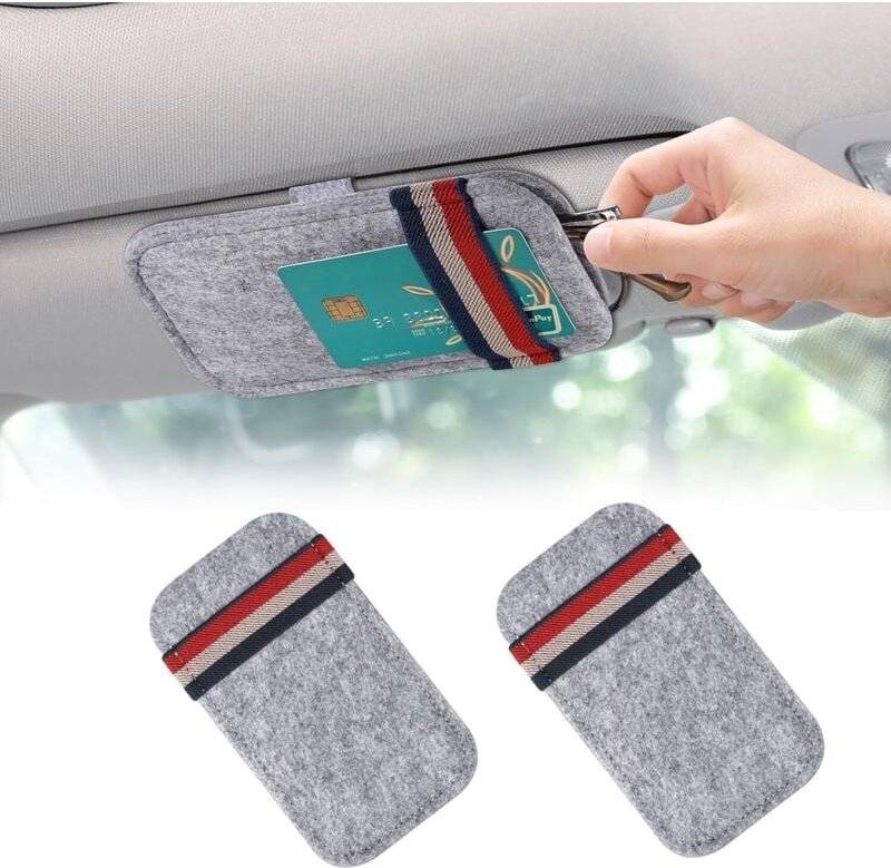 Ccykxa - Grau)2 Stück Brillenhalter für Auto-Visier, Filz-Brillenhalter mit Clip, Brillenschutz, Auto-Visier-Sonnenbrill...